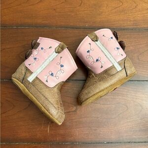Old West Poppets Pink and Brown Kids‎ Boots